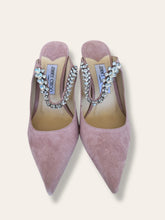 Jimmy Choo pink suede crystal strap heels 5
